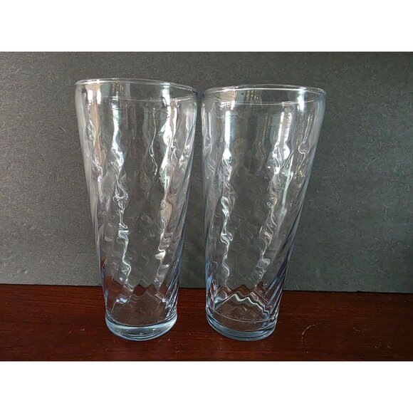 Hazel Stlas Optic Swirl Set Of 2 Blue Twisted Glass Tumblers - Picture 2 of 8